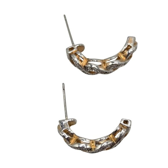 Silver & Gold-Tone Twisted Hoop Earrings - Picture 3 of 3